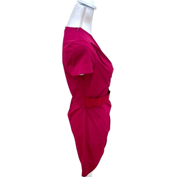 Diane Von Furstenberg fuchsia alba draped short sleeve dress belt ruched size 4 - Picture 12 of 16